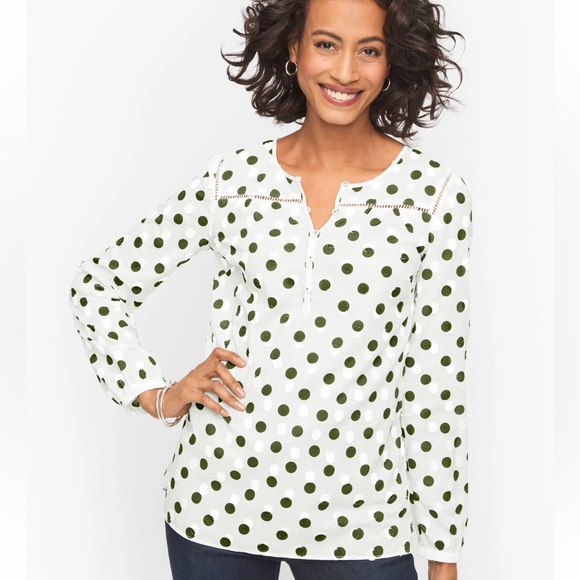Talbots COTTON POPOVER - POLKA DOT - Picture 1 of 5